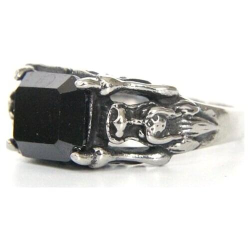 Band Party Hot Black Stone Ring 316L Stainless Steel Mens Ring Cool Biker Fashion Fashion Ring
