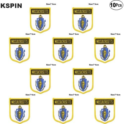 U.S.A Massachusetts Flag Embroidery Patches Iron on Saw on Transfer patches Sewing Applications for Clothes in Home&Garden