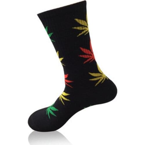 2pcs=1pairs/lot Men Maple Leaf Socks Women Bamboo Leaves Cotton Harajuku Street Style Rock And Roll Spring Winter Autumn NW02