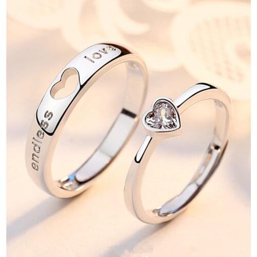 2021 New A Pair Heart Couple Rings For Men And Women Simple Personality Wedding Ring Proposal Confession Opening Jewelry Gift