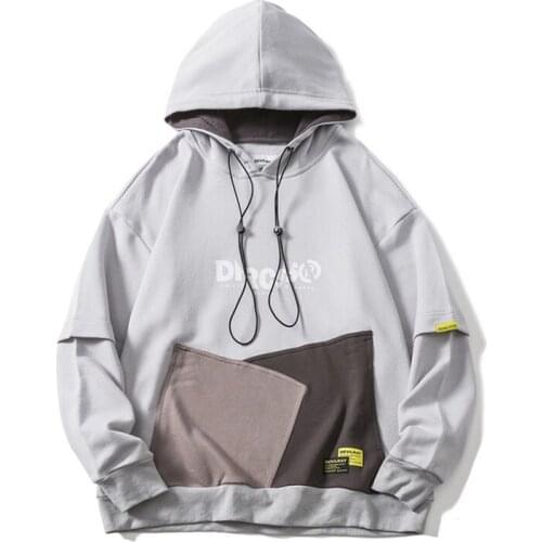 NEW Fashion Street Color Patchwork Irregularity Stylish Pullover Mens Hooded Sweatshirts Hip Hop Autumn Casual Hoodies Loose