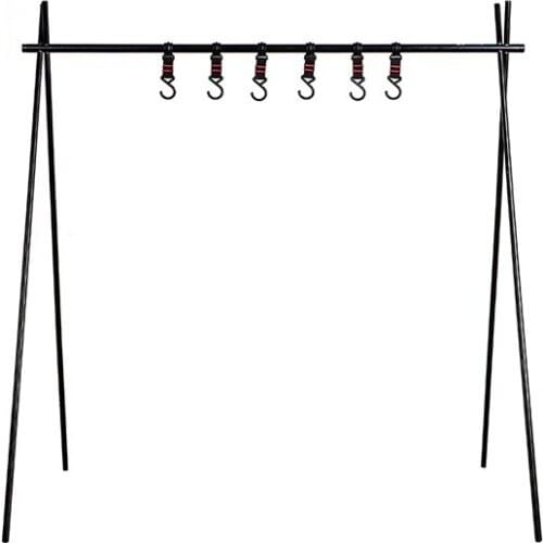 Newly Camping Cookware Hanging Rack with Hooks Foldable Portable Tripod Storage Stand Multifunction Outdoor Hanging Organizer