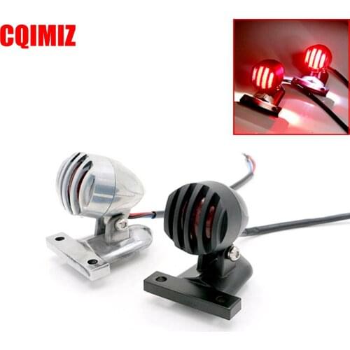 Motorcycle Polished Retro Metal Grille Tail Light For Harley Chopper Bobber Cafe Racer Custom Bike