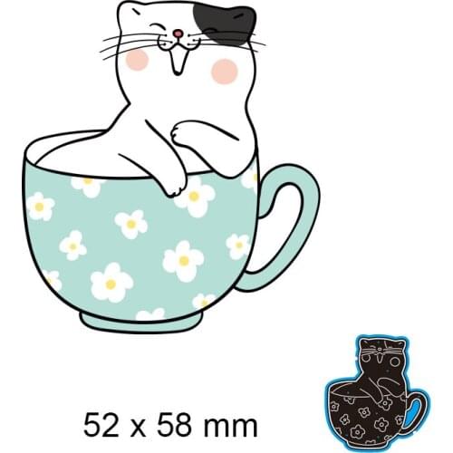 Cutting Dies Kitten in The Cup New Metal Stencils DIY Scrap Booking Paper Cards Making Decoration