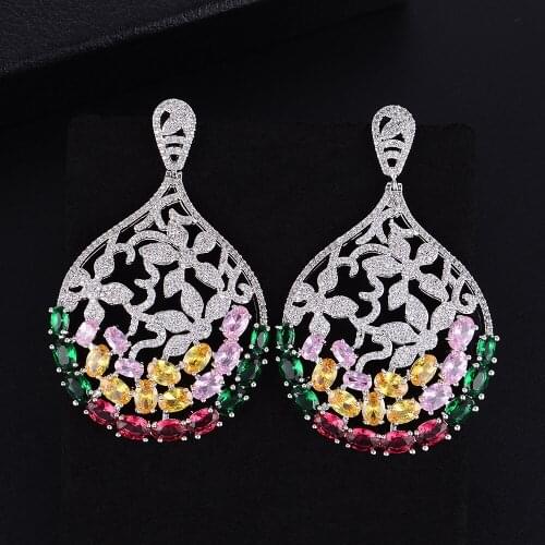 LARRAURI Brand Luxury Full Pave Cubic Zirconia Bridal Wedding Earrings For Women Fashion Jewelry Trendy Water Drop Earrings 2019