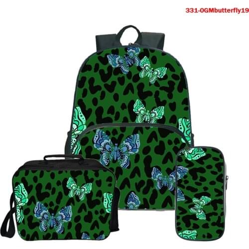 Butterfly 3d Waterproof Backpack 3pcs/sets Backpacks Bag Mochila Feminina Mujer Travel Bag Teenage Girls Boys Schoolbag Backpack