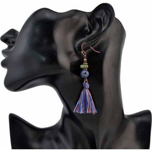 Ethnic Retro Boho Thread Earring Mexico Gypsy Long Tassel Drop Earrings for Women India Tribal Turkish Wedding Party Jewelry