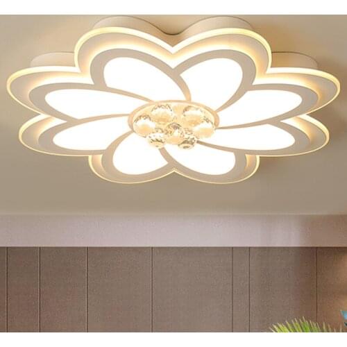 Bedroom ceiling lamp living room study lamp simple modern home warm and romantic crystal net red decorative flower lamp