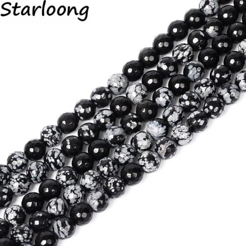 Natural Faceted Snowflake Stone Round Loose Strand Spacer Beads Ball 6/8/10mm Handmade for Jewelry Making Bracelet Diy beads