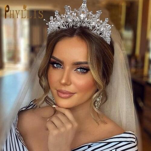 A58 Wedding Crowns Royal Bridal Headband Crystal Headpiece Gold Silver Bride Tiara Wholesale Bridal Headwear Hair Jewelry