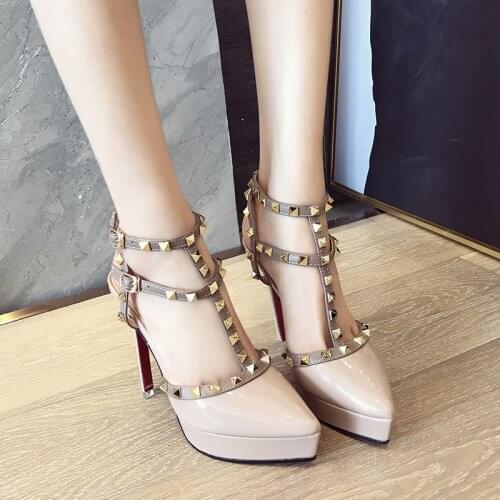 Sexy sandals for women stud pumps platform heel dress shoes for party ladies evening shoes girly