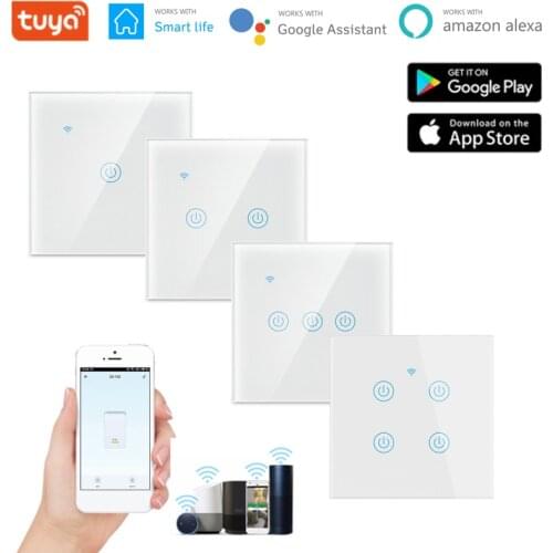 Tuya/Smart Life WiFi Smart Light Switch Touch Wireless Wifi Switch Remote Control Wall Switch For Smart Home Alexa Google EU/UK