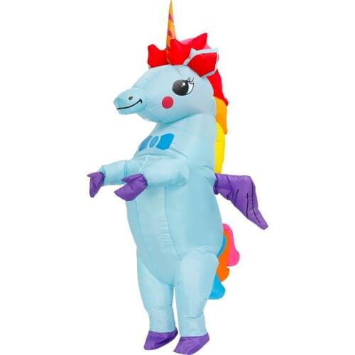 Adult Unicorn Halloween Inflatable Costumes Birthday Party Cosplay Costume Blue Animal Mascot Disfraz Purim Fancy Dress