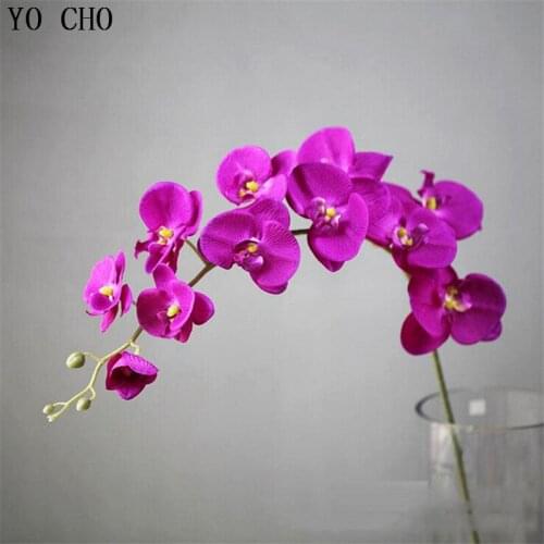 YO CHO 11 Heads Orchid Artificial Flower Branch Fake Moth Orchid Butterfly Orchid For New House Home Wedding Festival Decoration
