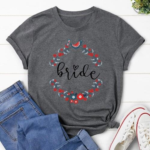Bride Shirt Printed T Shirt Women T-shirt Tops Tee Short Sleeve Tshirt Female Tshirts XNTX040