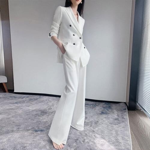 Women 2020 Autumn Winter Fashion Business Pant Suits Uniform Formal Jacket And Long Pant Blazer Set OL 2 Two Pieces Suits A163