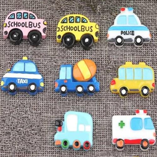 10pcs Resin School Bus Policemen Car Flatbacks Cabochons Embellishment For Scrapbooking Cardmaking Hair Accesories