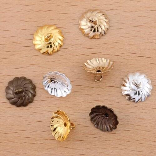 100 PCS 10mm Copper Pendant Connector Bail Cup Cap Bead Cap Clasps Antique Bronze Gold Silver Color Charm For Jewelry Making