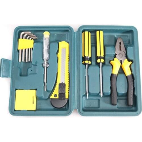 11pcs Home Repair Tool Kit Screwdriver Pliers Wrench Level Measuring Tape Cutter With Tool Case DIY Household Repair Hand Tools