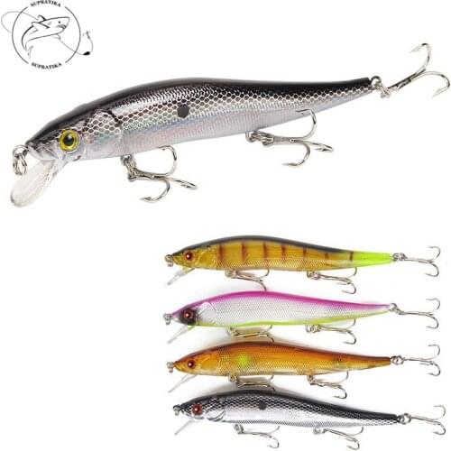 4Pcs/lot 115mm 15g Isca Artificial Plastic Lifelike Minnow Wobbler Crankbait With 3 Treble Hooks For Sea Fishing Bait Lure Pesca
