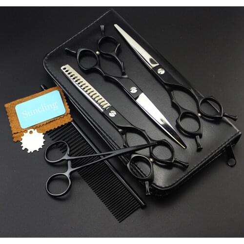 6.5 Inch Black Japan 440C Stainless Steel Thinning Cutting Comb Hair Salon Scissors Set