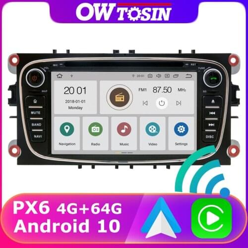PX6 4+64G GPS Android 10 Car DVD Player For FORD Mondeo Focus S-Max C-Max Galaxy 2007-2011 Radio GPS Navigation Android auto DAB