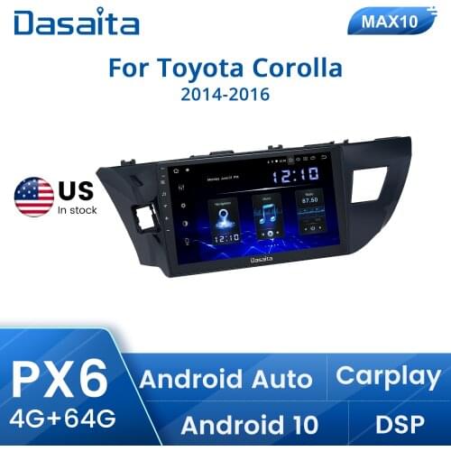 Dasaita 10.2" Multimedia Car Android 10.0 for Toyota Corolla 2014 2015 2016 TDA7850 Multi Touch Screen MAX10 4GB RAM