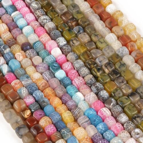 Wholesale 16 Colors Natural Stone Square Dragon Veins Agates Beads Loose Beads 8mm 50pcs Needlework DIY Necklace Bracelet