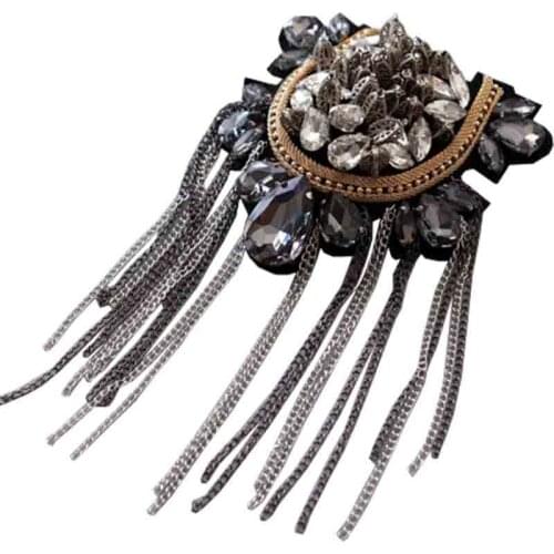 One piece breastpin tassels shoulder board mark knot Epaulet metal patches badges applique for clothing EE-2579