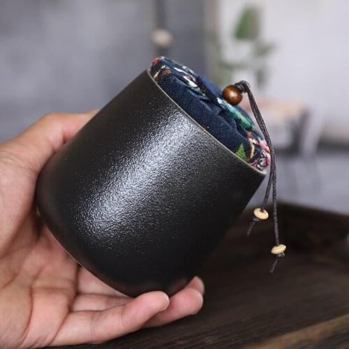 Black Pottery Tea Box Sealed Tea Pot Puer Black Tea Moisture-proof Ceramic Tea Set Kitchen Canisters Canister Set Tea Canister