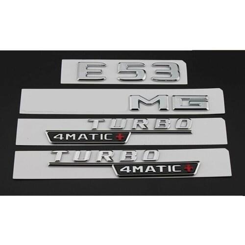 Chrome E53 for AMG TURBO 4MATIC+ Trunk Fender Badges Emblems for Mercedes W213