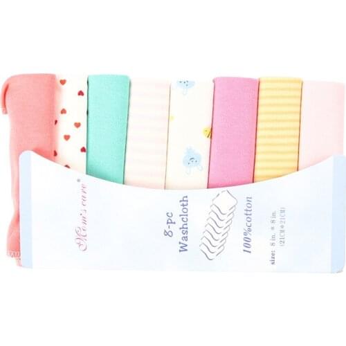 8 Pieces/Set Newborn Cotton Washcloth Wipe Cloth Baby Bathing Towel Baby Boys Girls Feeding Towel Girls Printing Cotton Tower