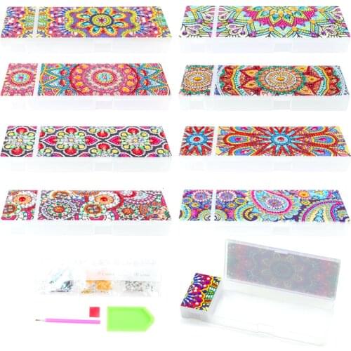HUACAN Special Shaped Diamond Painting Pencil Case Mandala 5d DIY Diamond Embroidery Storage Box Kids Gift
