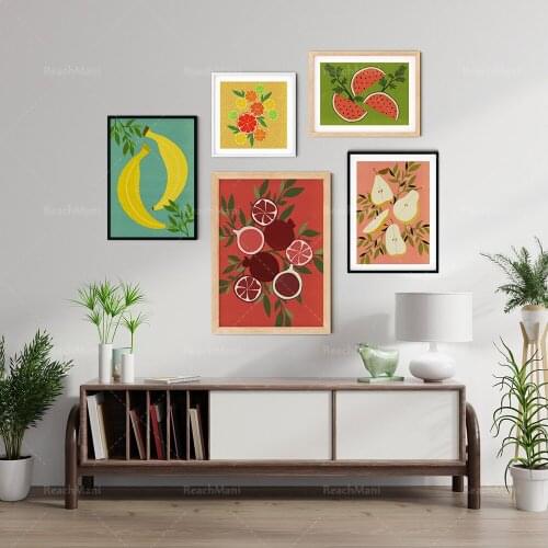 Fruit poster art art fruit, gallery wall art set, fruit and vegetable art