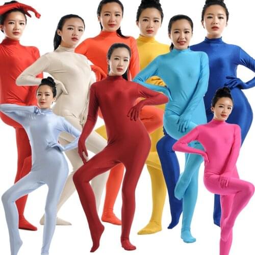 Adult Zentai Suit dance wear Spandex Black red green Tight Suits Pure Color Halloween Party Unitard