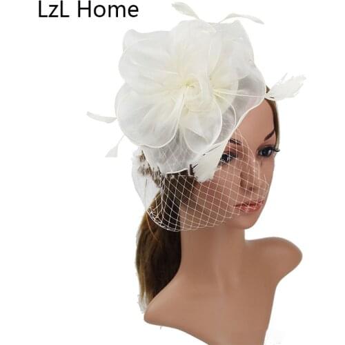 LZL Home Hot selling headwear organza top hat hair clip horse racing top hat headband ladies hair accessories