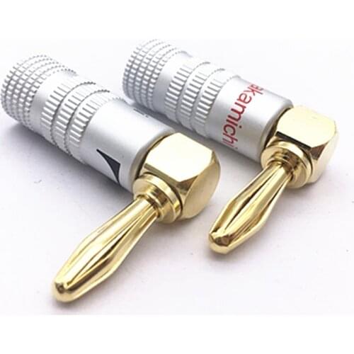 Copper gold-plated 4mm banana plug speaker cable speaker cable banana plug L-shaped 90 degree
