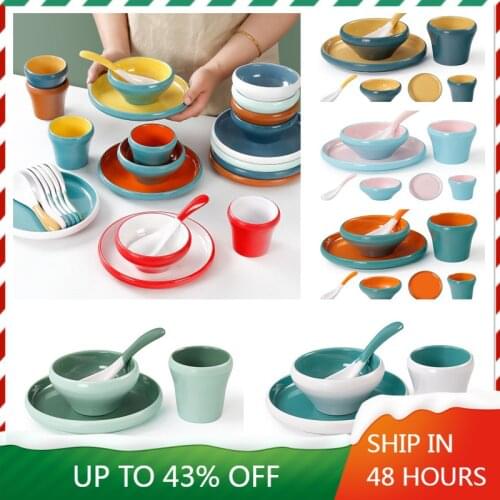 Melamine Melamine Plastic Tableware Set Nordic Multi-Type Round Dishes, Dishes, Spoons, Tableware, Household Kitchen Supplies