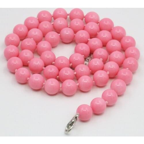 New Fashion Jewelry 8mm 10mm Round Beads White Imitation Shell Pearl Women Gift Custom Clavicle Necklace Chain 18inch Y98