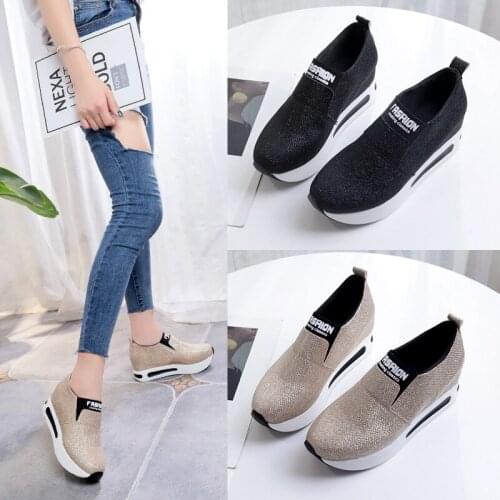 New Sneakers Women Shoes Woman Flat Platform Shoes Female Flats Shine Bling Causal Shoes Loafers Plus Size Slip on Ladies Shoes