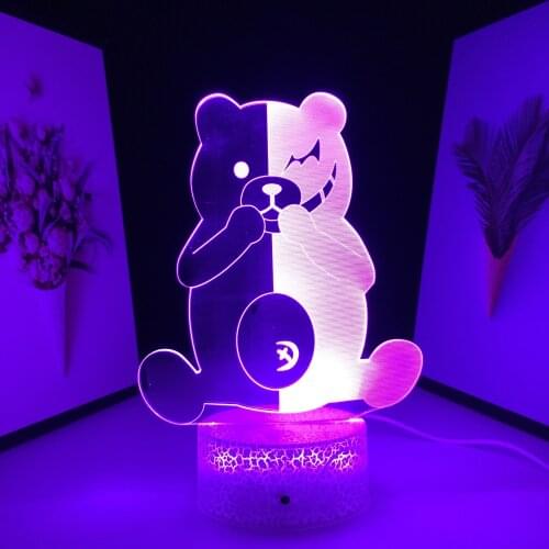 Danganronpa Lamp Monokuma LED Night Light for Kids Bedroom Decor Gift Danganronpa Acrylic 3D Table Lamp Monokuma
