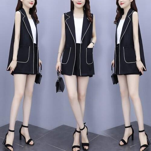Plus size suit casual fashion vest jacket two-piece suit summer shorts suit elegant ol ensemble femme survetement