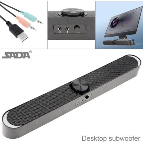 SADA V-198 Multi-media Soundbars Speaker Universal Mini Strip Speaker with Stereo Surround Sound for Household/Office