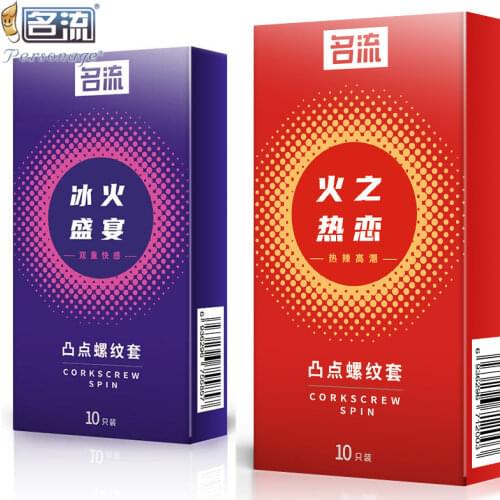 Sex toys Condoms Ice heat Screw Thread Particles Stimulation Orgasm Bump Condoms For Adult Couples Sex Products Safer