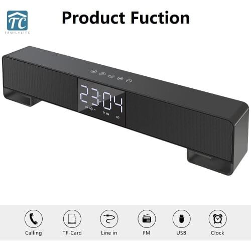 Smart Alarm Clock Desktop Led Temperature Humidity Electronic Handsfree Digital Watch Clocks Fm Tf Aux Usb