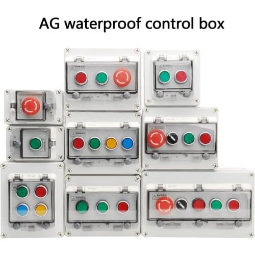 Outdoor waterproof button box switch control box emergency stop reset knob with protective cover start stop button