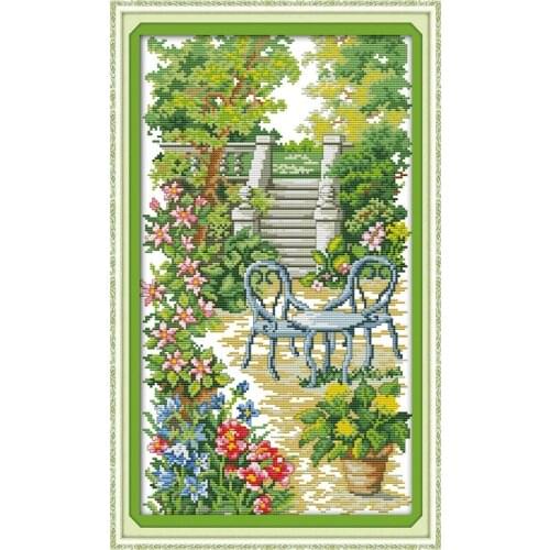 Everlasting Love Garden Steps Chinese Cross Stitch Kits Ecological Cotton Stamped Printed 11CT DIY New Year Decorations For Home