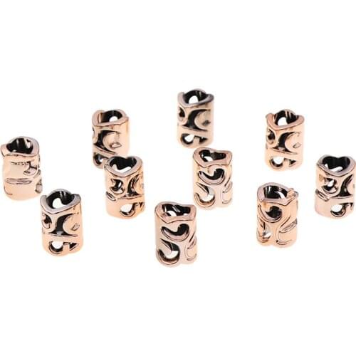 10Pcs/Lot Braids Tube Rings Dreadlock Beads Adjustable Cuffs Clips For Hair Accessories Plastic Golden Micro Hair Coil Dread