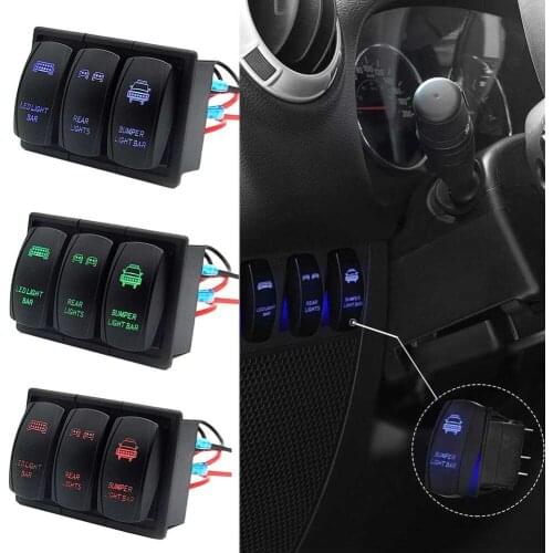3 Gang Switch Panel Rocker Switch Professional Marine Switch Panel Light Switch 12V For RV Car Marine Boat #278972