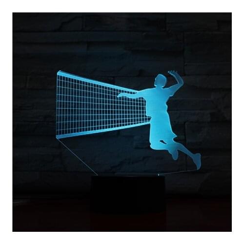 Kids Room 3D Night Light Touch Switch LED Nightlight Volleyball Desk Lamp Atmosphere Color Changing Decor Fans Birthday Gift